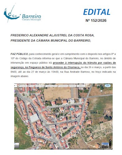 Edital N.º 152/2026 CM Barreiro
