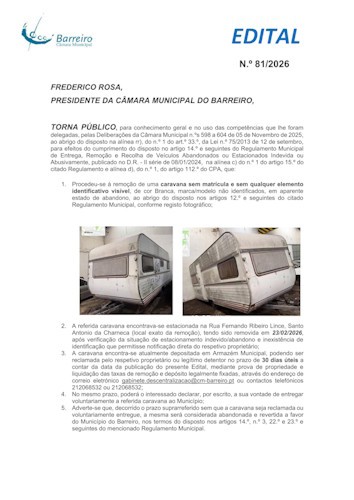 Edital N.º 81/2026 CM Barreiro