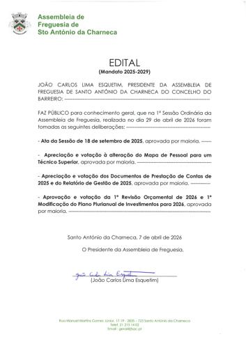 1ª Sessão Ordinária Deliberações